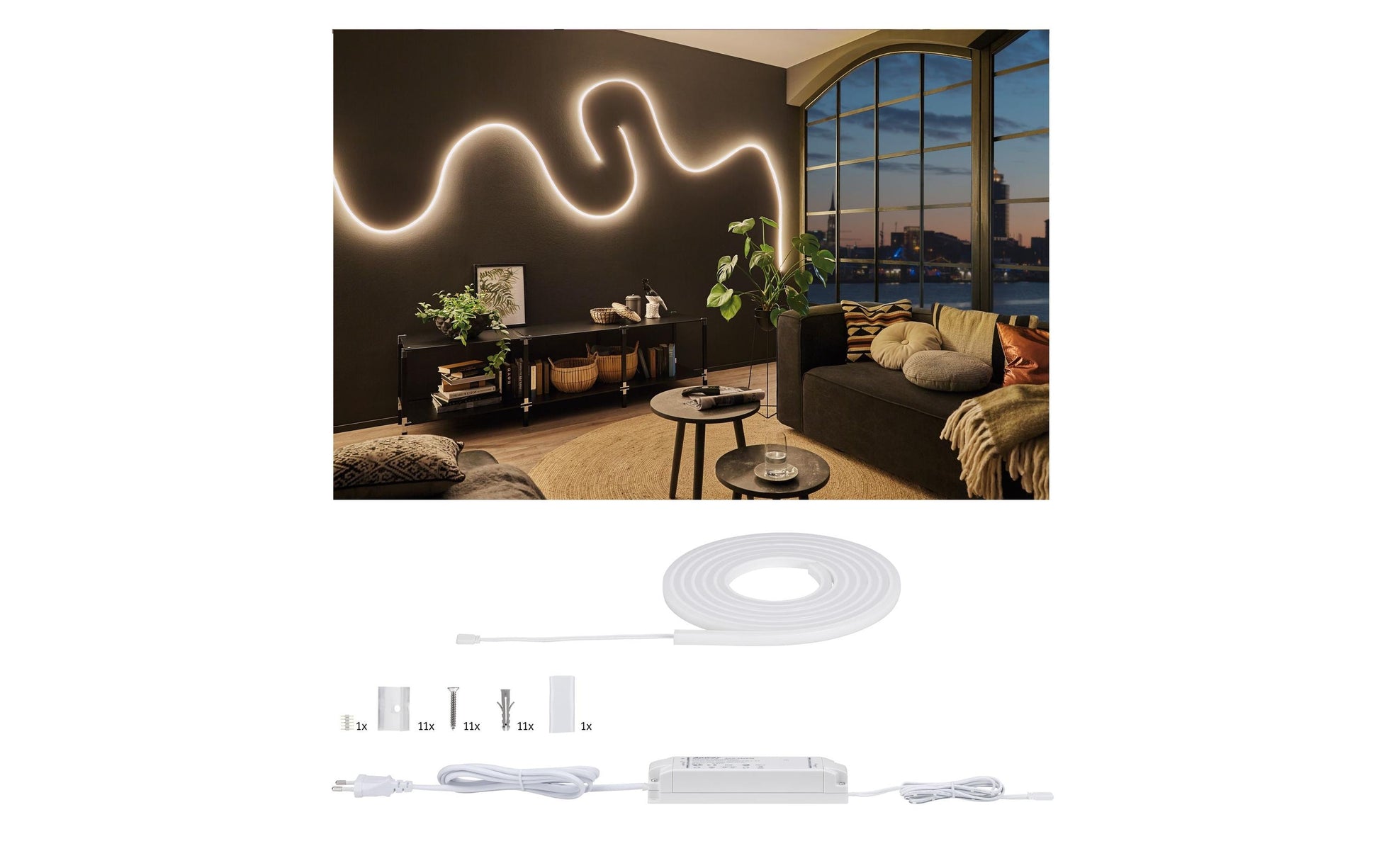 Paulmann LED-Stripe MaxLED Flow – 3 m, 3000 lm, 42 W, 2700 K, dimmbar, inkl. Netzteil, weiss