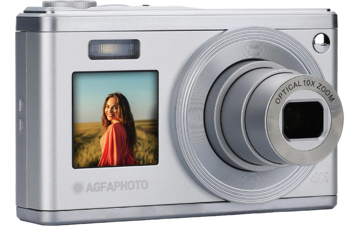 AgfaPhoto Realishot DC9200 – Kompaktkamera, 24 MP, 4K 30 fps, 10× optischer Zoom, Grau