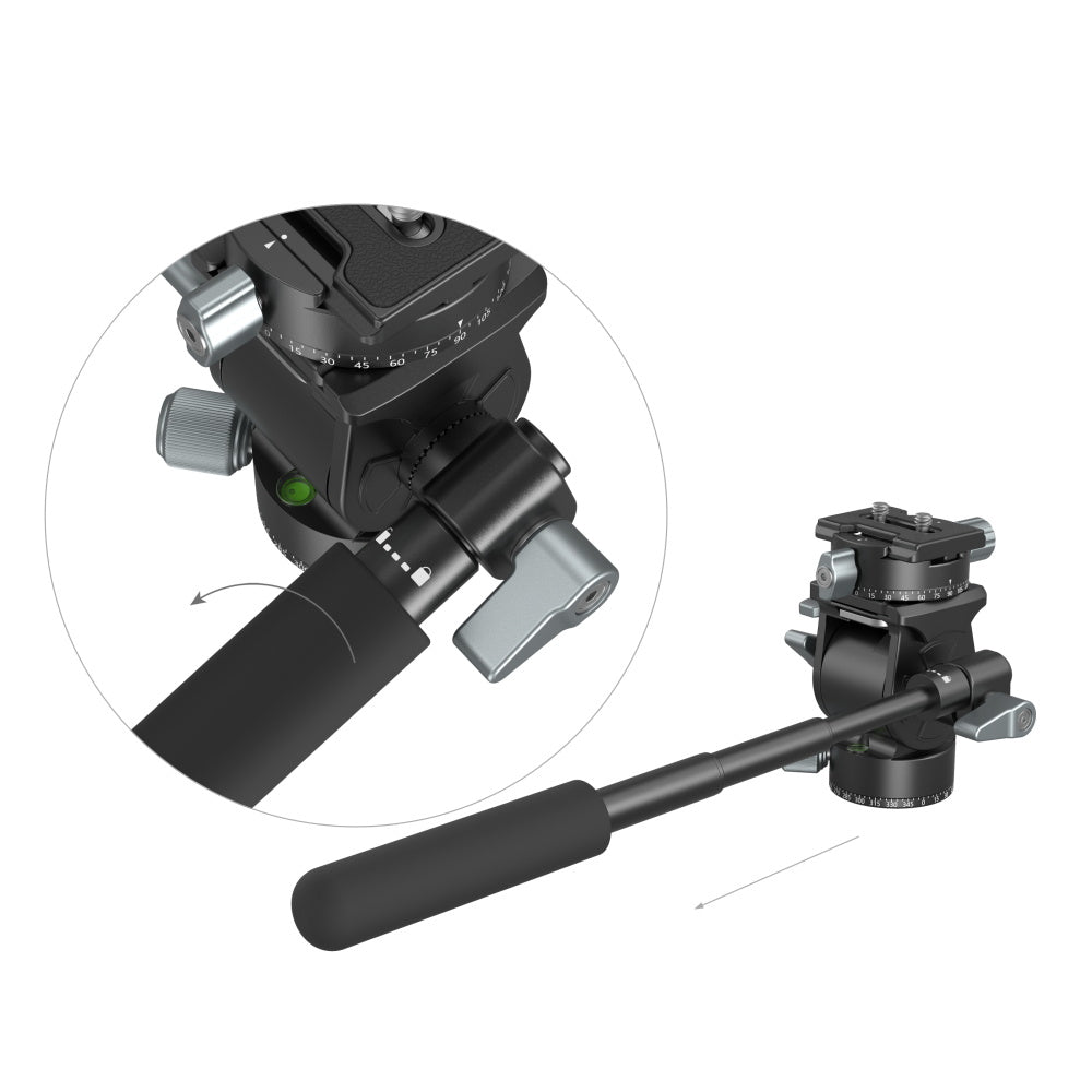 SmallRig Leichter Flüssigkeits-Videokopf – Flüssigkeits-Videokopf, Traglast 5 kg, Höhe 104 mm – Schwarz