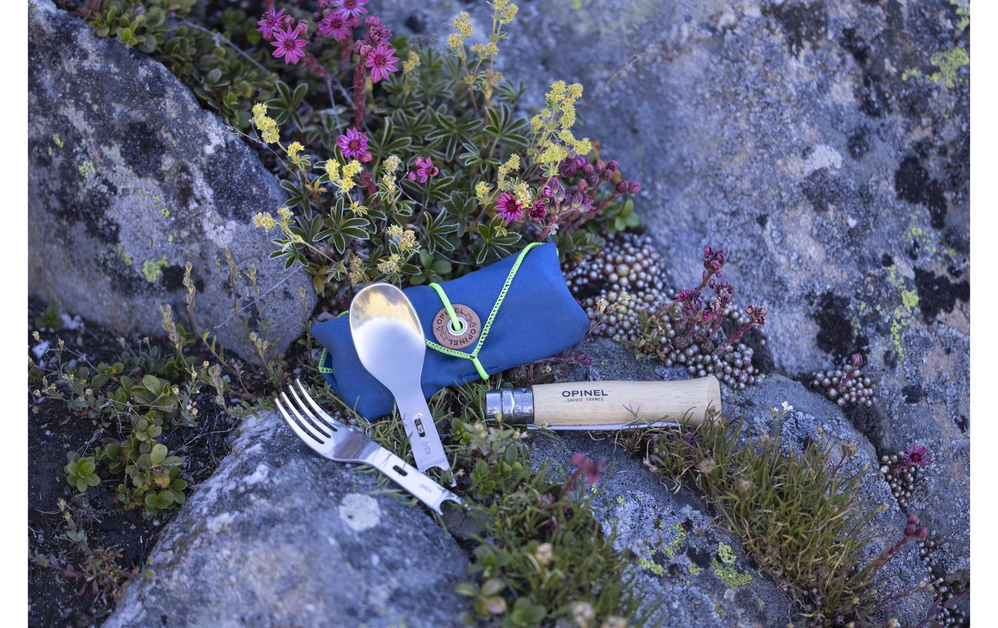 Opinel Picnic Plus Nr. 8 Lunchbox-Besteck – 19,3 cm, Edelstahl, Holzgriff, Braun