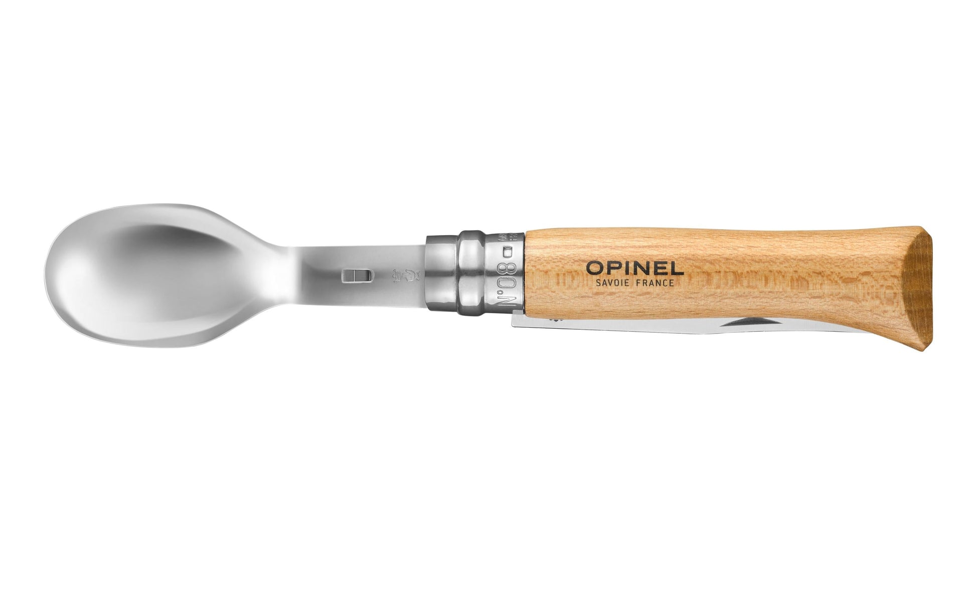 Opinel Picnic Plus Nr. 8 Lunchbox-Besteck – 19,3 cm, Edelstahl, Holzgriff, Braun