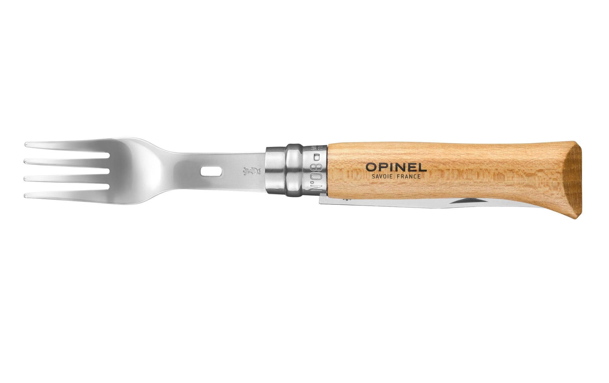 Opinel Picnic Plus Nr. 8 Lunchbox-Besteck – 19,3 cm, Edelstahl, Holzgriff, Braun