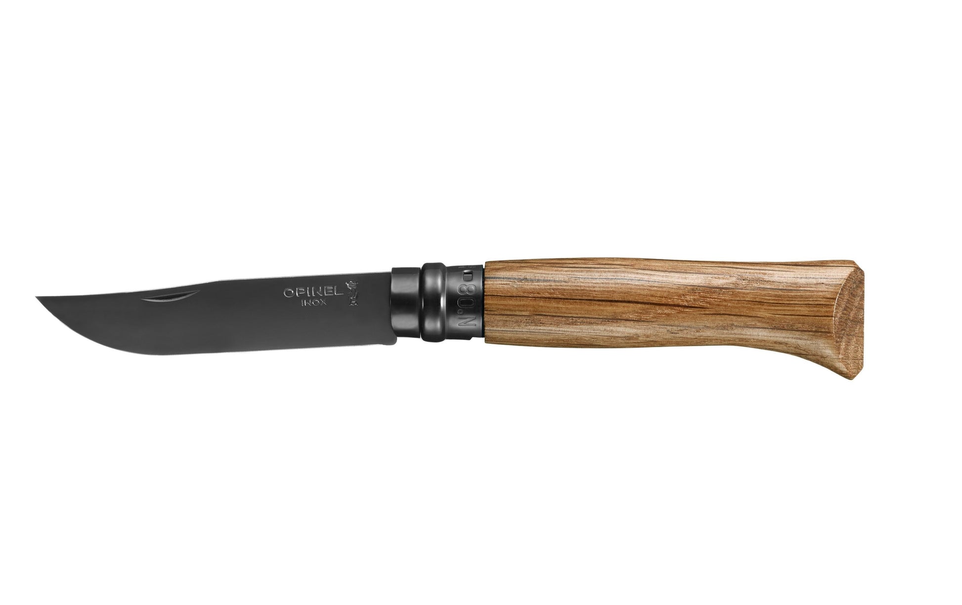Opinel N°08 Black Oak Edition – Klappmesser, rostfreier Stahl, Holzgriff, schwarz