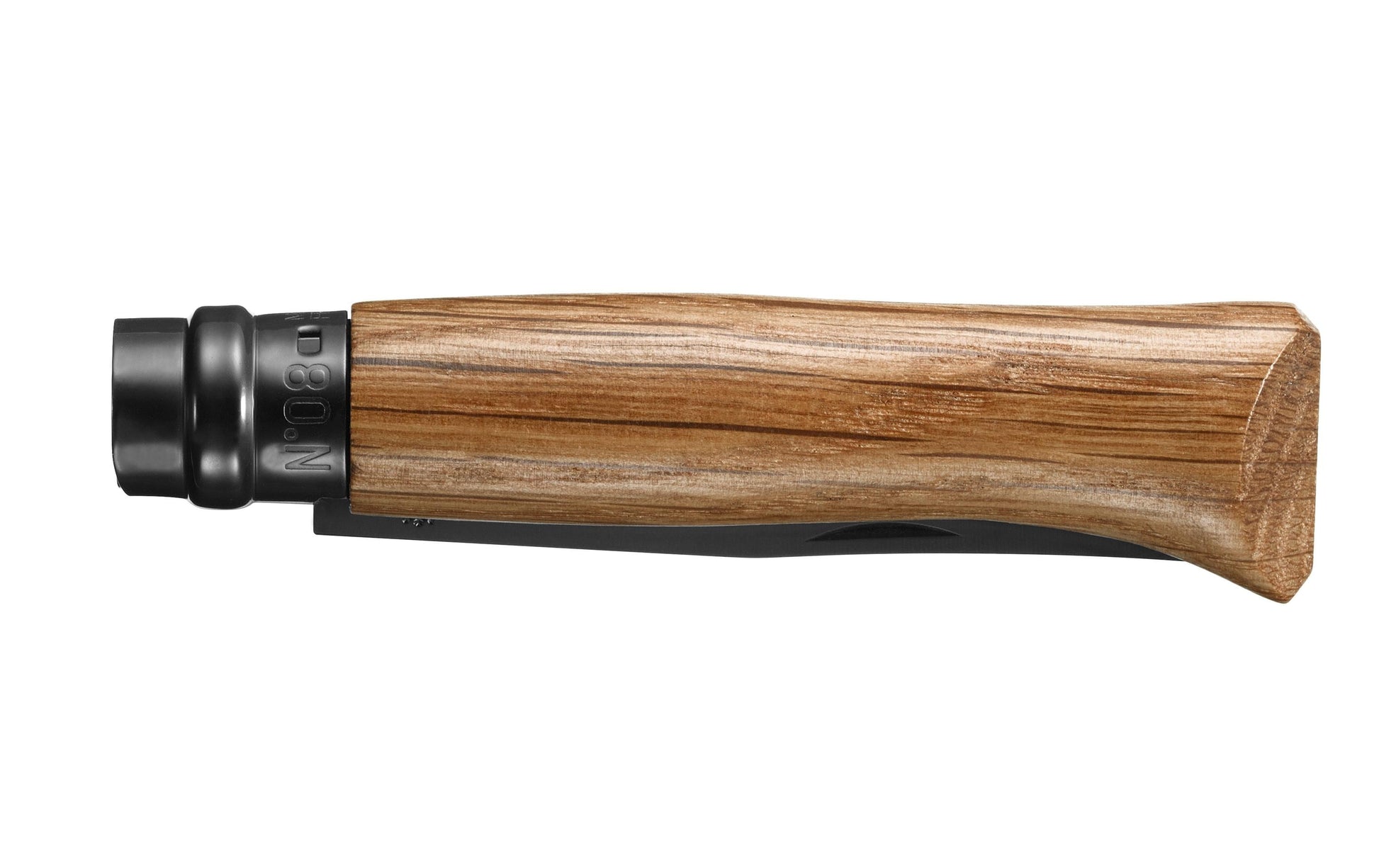 Opinel N°08 Black Oak Edition – Klappmesser, rostfreier Stahl, Holzgriff, schwarz