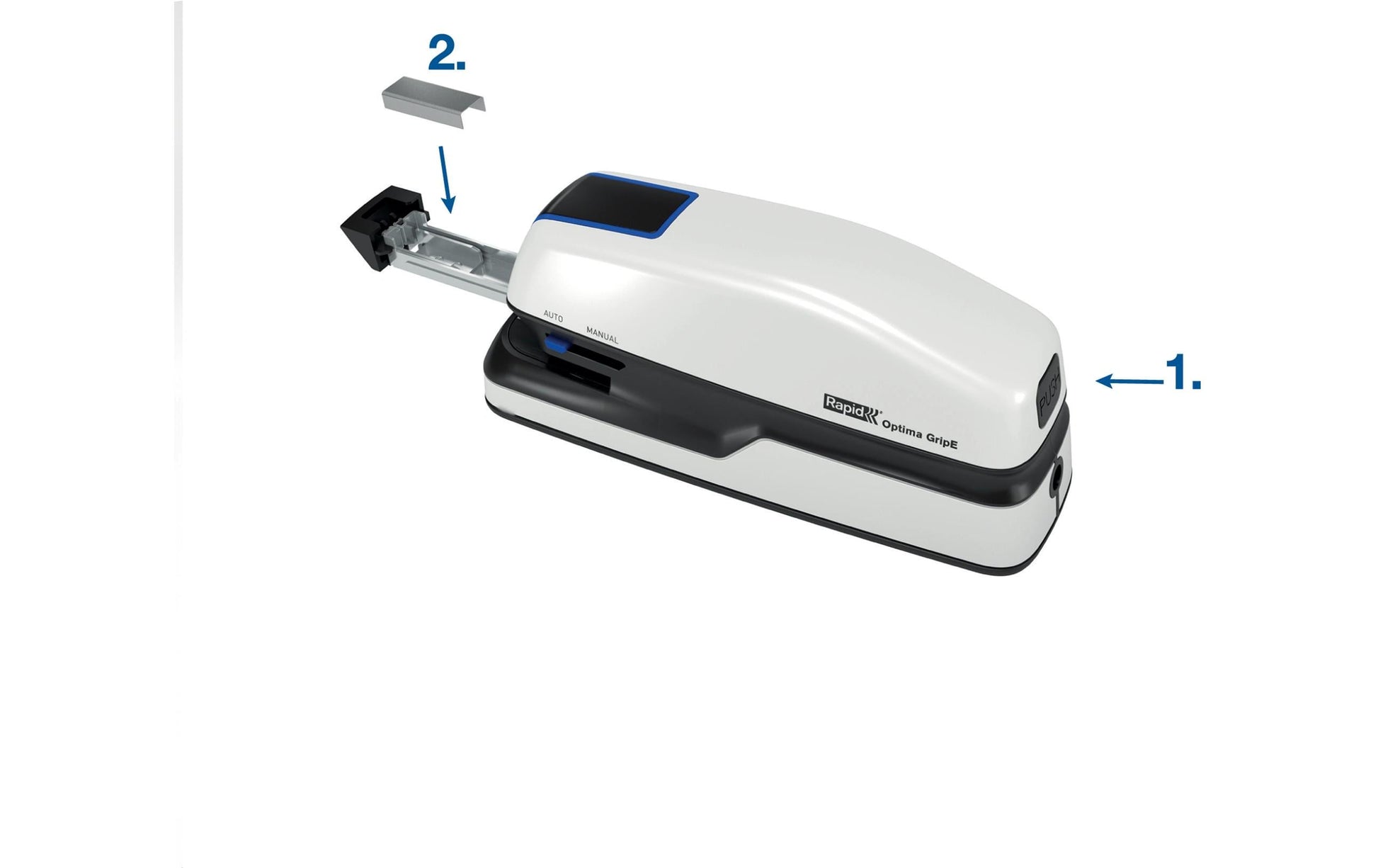 Rapid Optima Grip – Elektrischer Hefter, 20 Blatt, Einlegetiefe 26 mm, Schwarz/Silber
