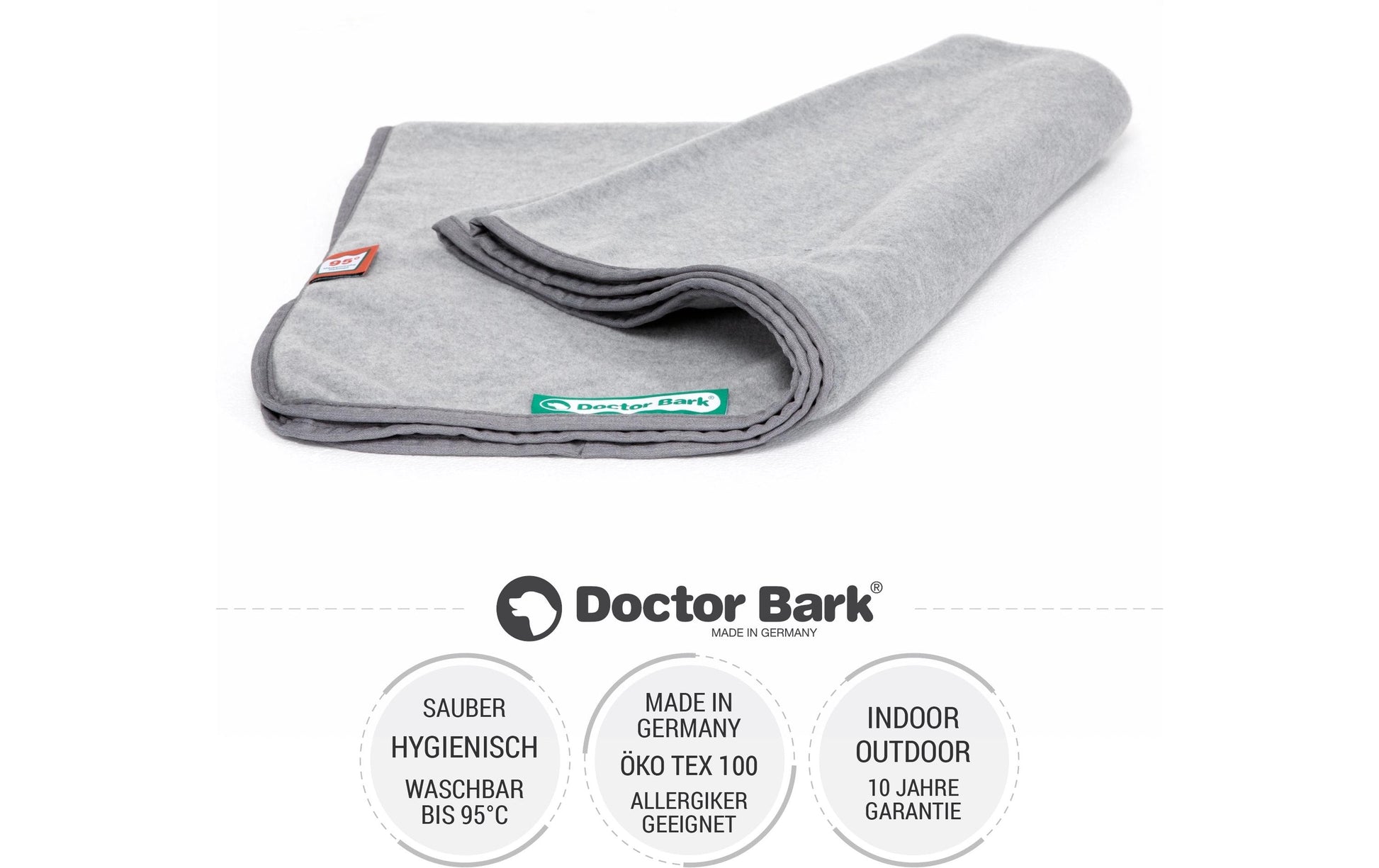 Doctor Bark Wohndecke – Fleece, Hellgrau – 100 × 70 cm – OEKO‑TEX Standard 100