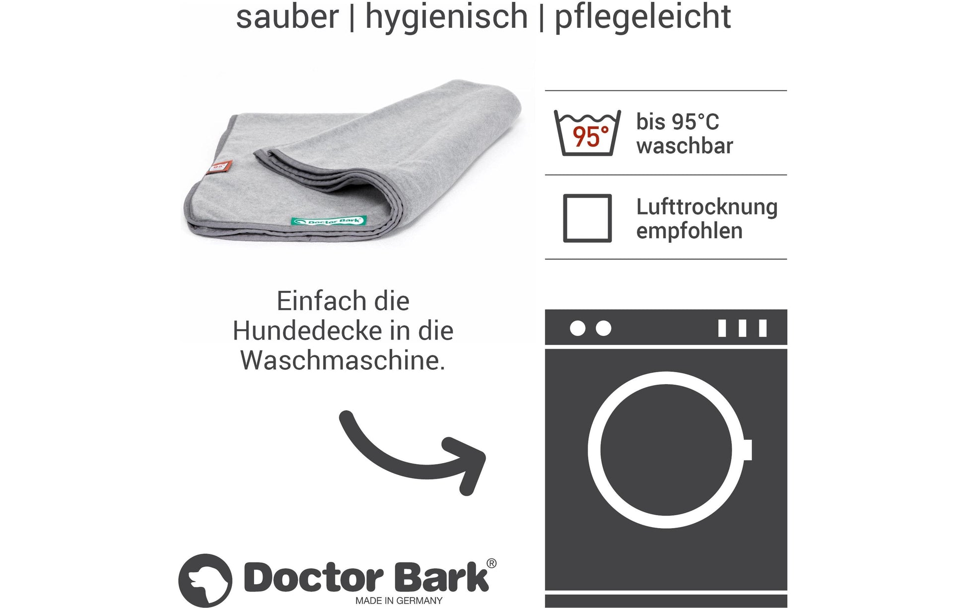 Doctor Bark Wohndecke – Fleece, Hellgrau – 120 × 90 cm – OEKO‑TEX Standard 100