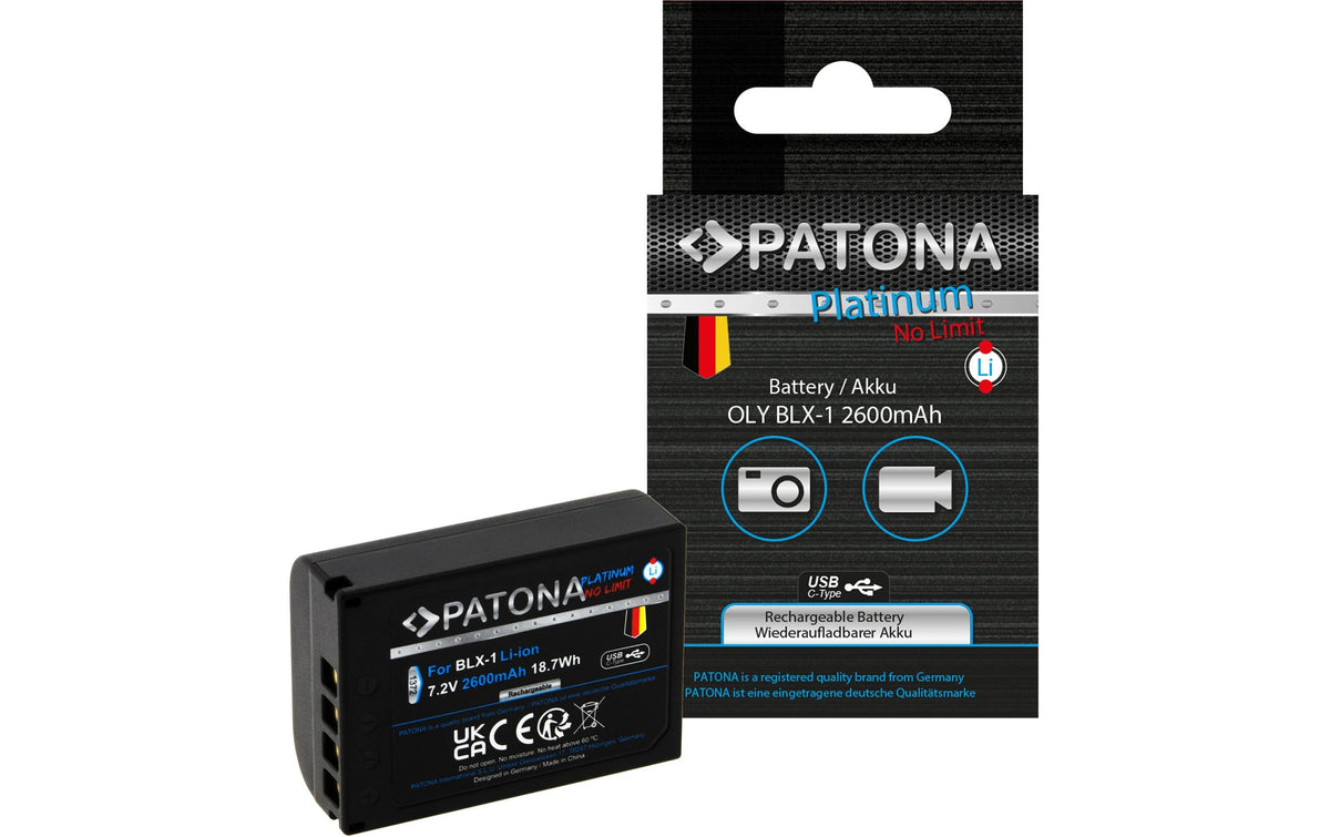 PATONA Platinum Akku – 2600 mAh, 7,2 V, USB-C – für Olympus OM-1