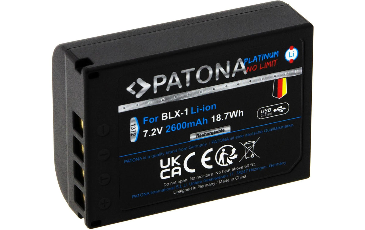 PATONA Platinum Akku – 2600 mAh, 7,2 V, USB-C – für Olympus OM-1
