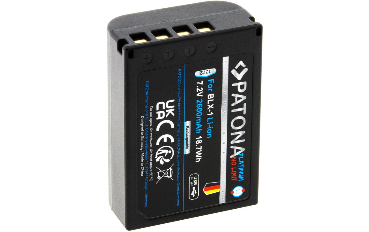 PATONA Platinum Akku – 2600 mAh, 7,2 V, USB-C – für Olympus OM-1