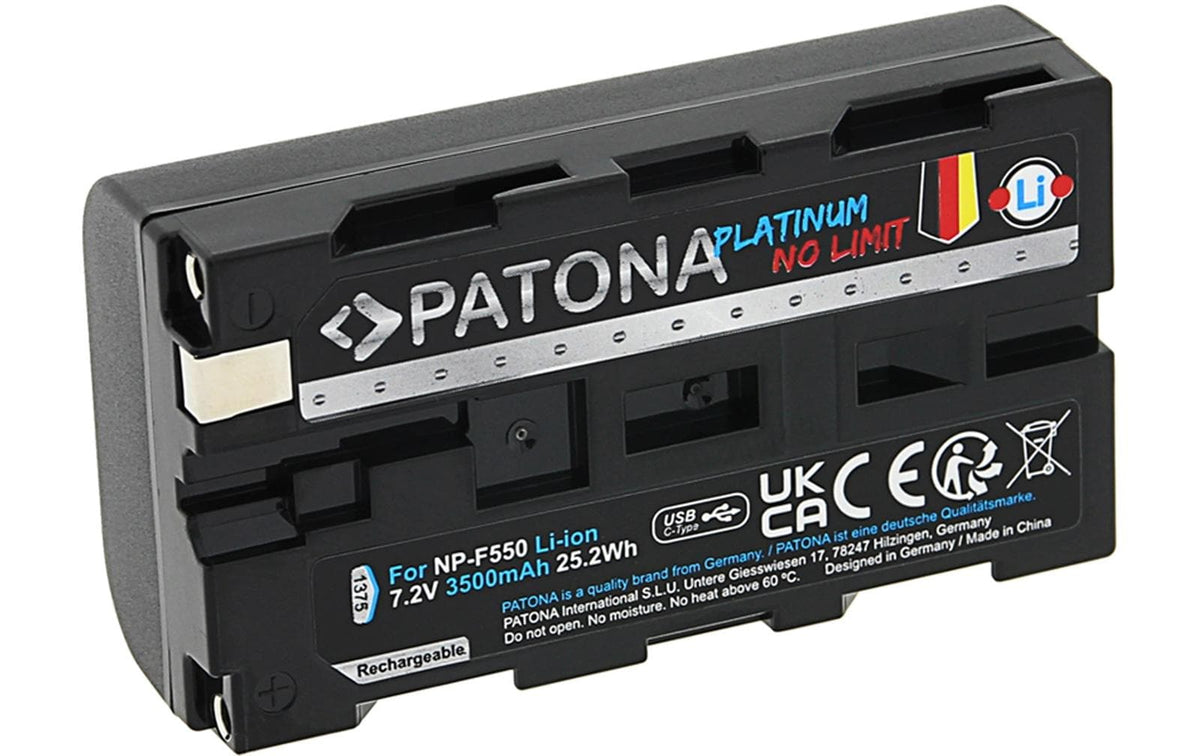 PATONA Platinum Akku 3'500 mAh, 7,2 V, USB-C – für Sony NP-F550, F330, F530 und andere