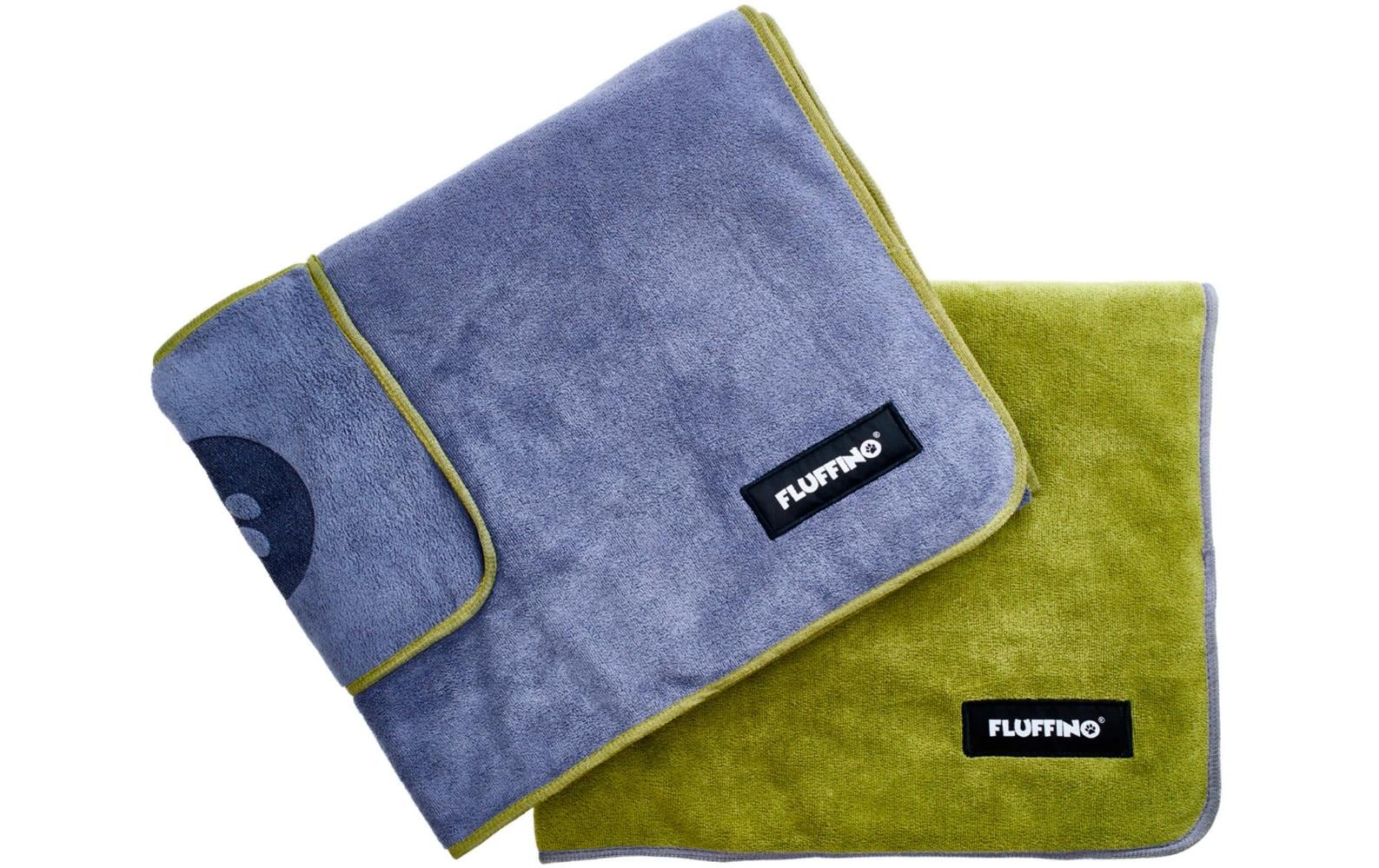 Fluffino Hundehandtuch – 70 × 120 cm, Blau/Grün, 2er-Set