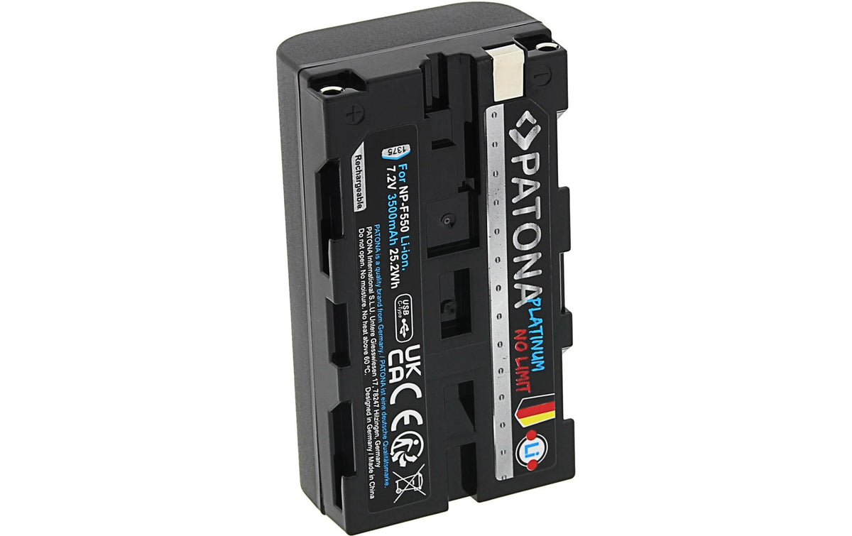 PATONA Platinum Akku 3'500 mAh, 7,2 V, USB-C – für Sony NP-F550, F330, F530 und andere