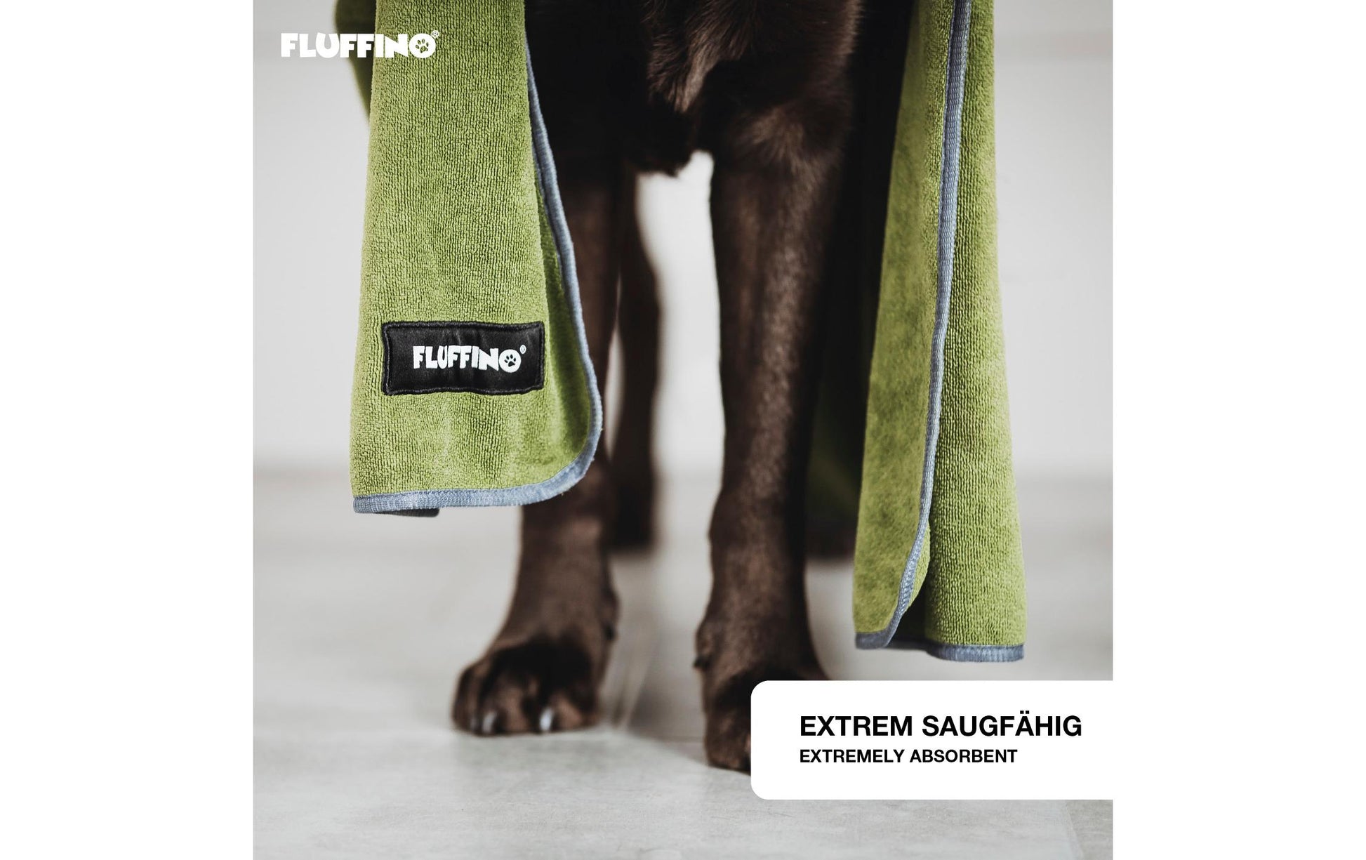 Fluffino Hundehandtuch – 70 × 120 cm, Blau/Grün, 2er-Set