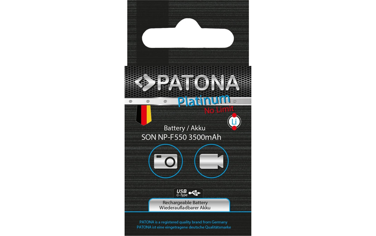 PATONA Platinum Akku 3'500 mAh, 7,2 V, USB-C – für Sony NP-F550, F330, F530 und andere