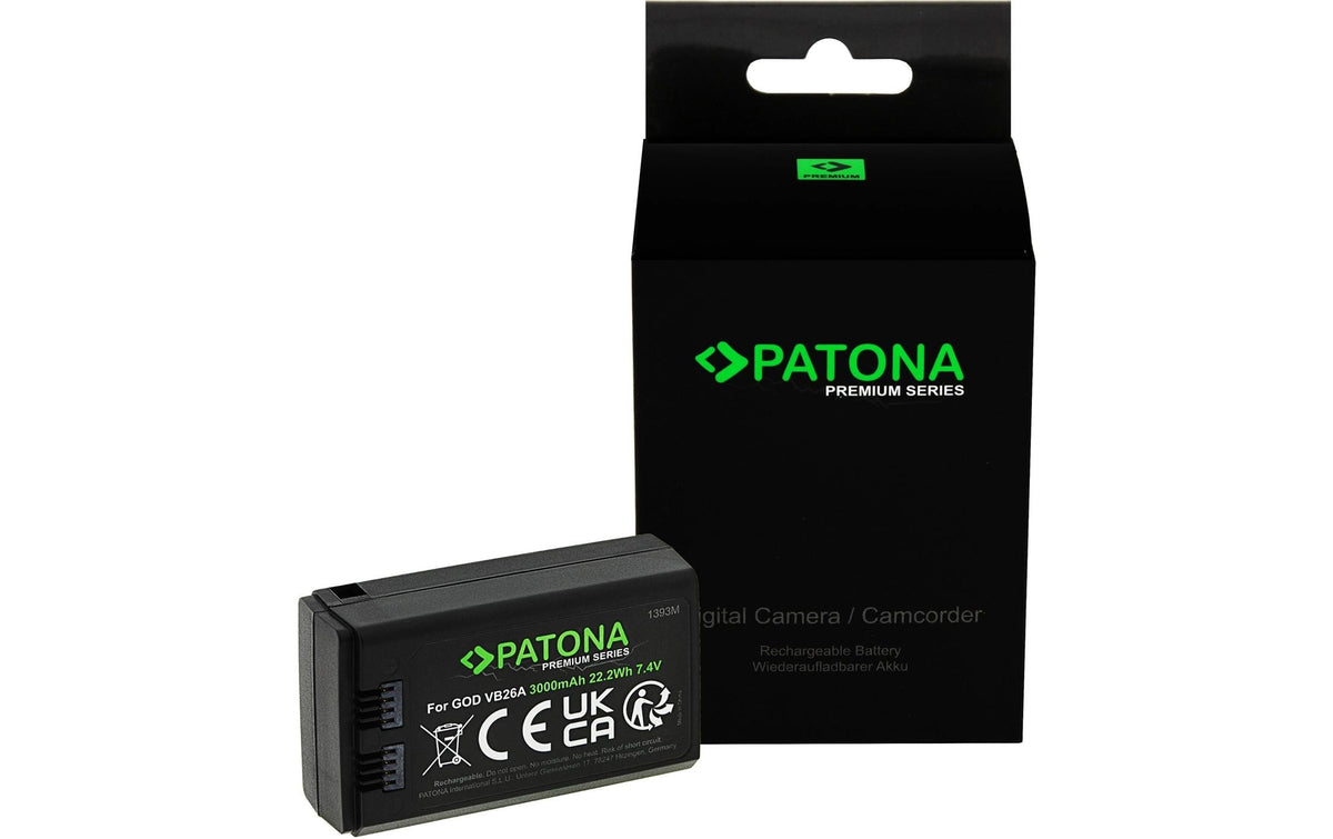 PATONA VB26 Akku – 3000 mAh, 7,4 V, 22,2 Wh Li-Ion – für Godox VB26, VB26A, V1 und andere