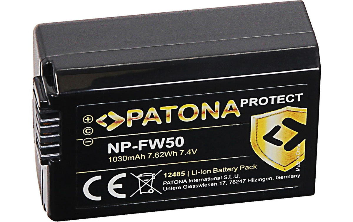 PATONA PROTECT Akku NP-FW50 – 1030 mAh, 7,4 V – für Sony Alpha 7, A5000, A5100 und andere