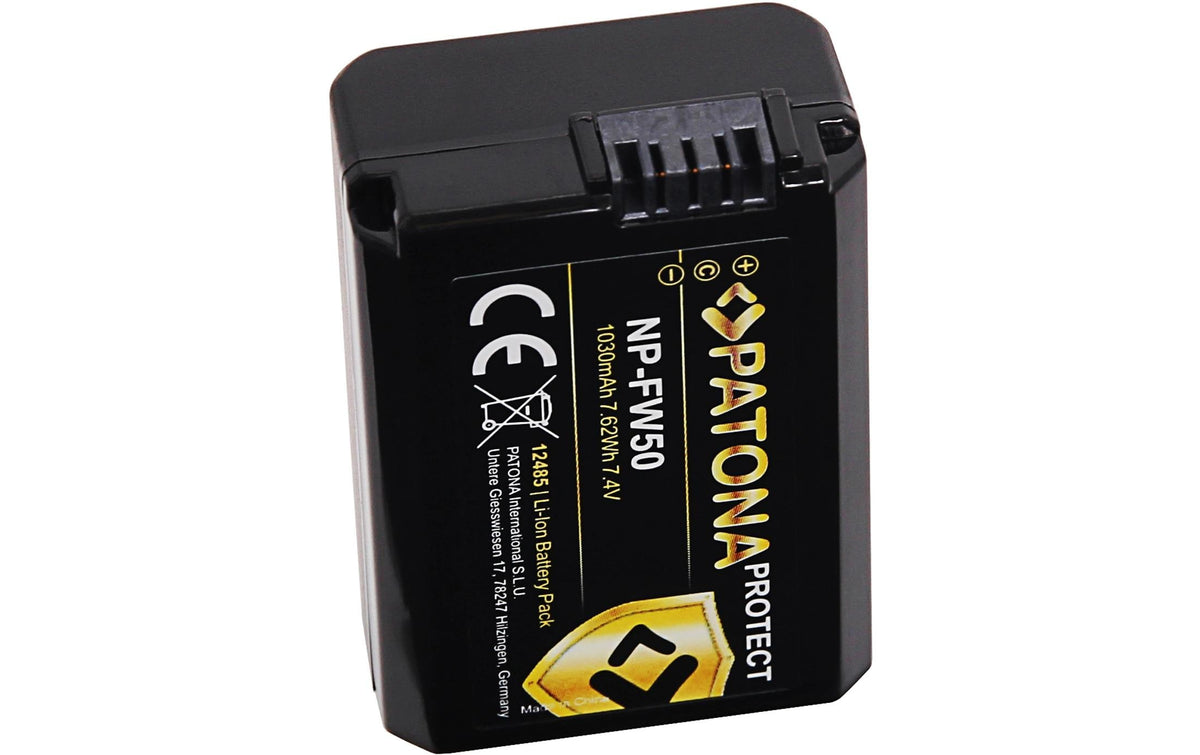 PATONA PROTECT Akku NP-FW50 – 1030 mAh, 7,4 V – für Sony Alpha 7, A5000, A5100 und andere