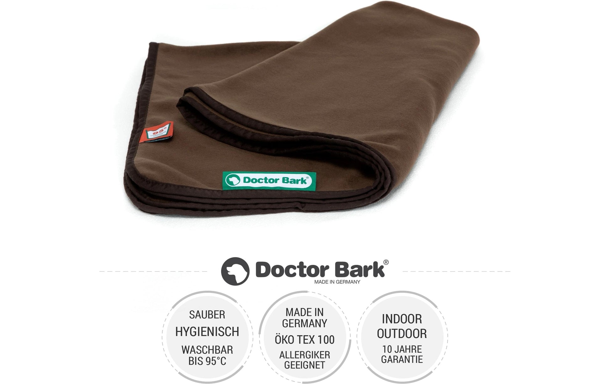 Doctor Bark Wohndecke – Fleece, Braun – 100 × 70 cm – OEKO‑TEX Standard 100