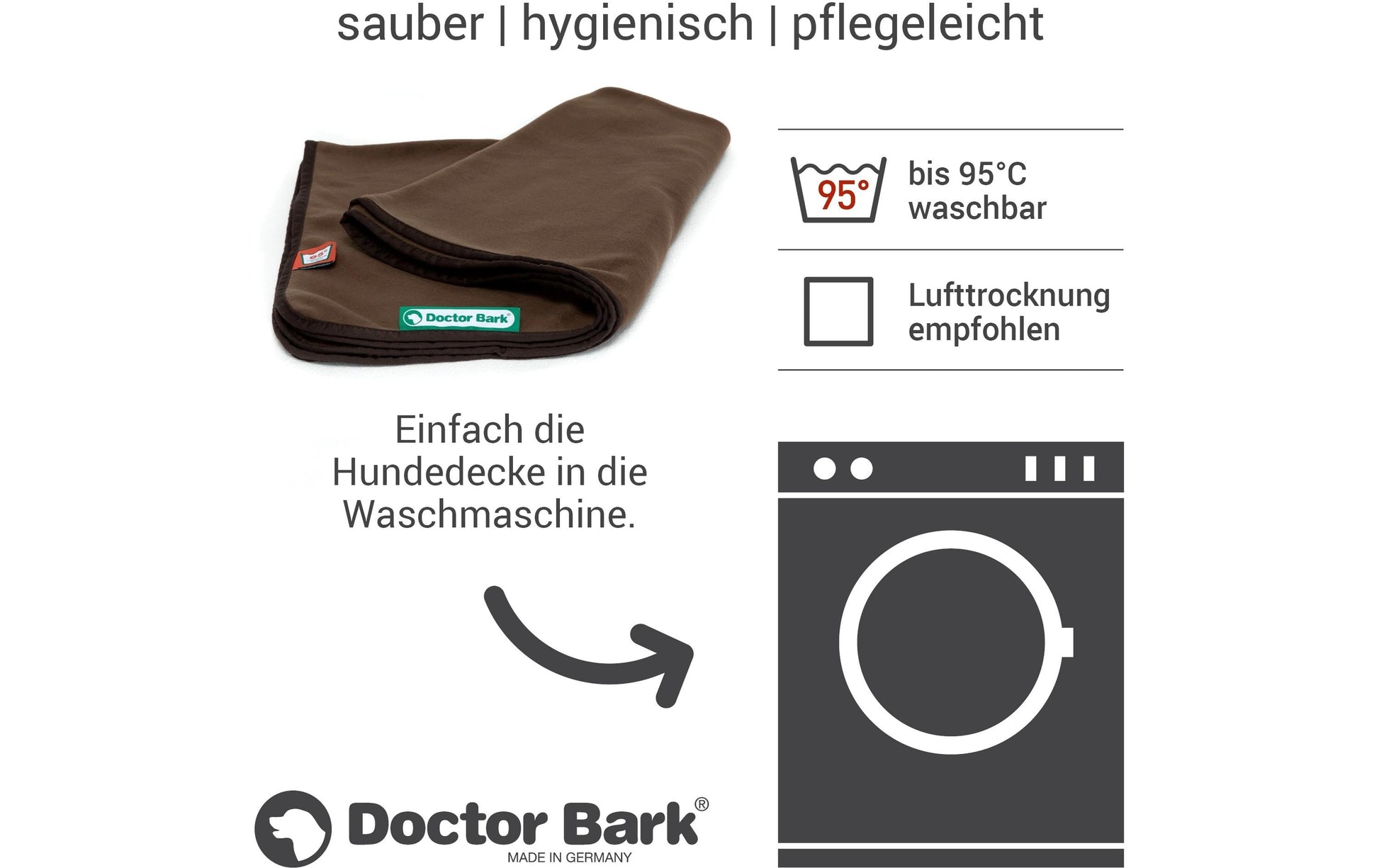 Doctor Bark Wohndecke – Fleece, Braun – 100 × 70 cm – OEKO‑TEX Standard 100