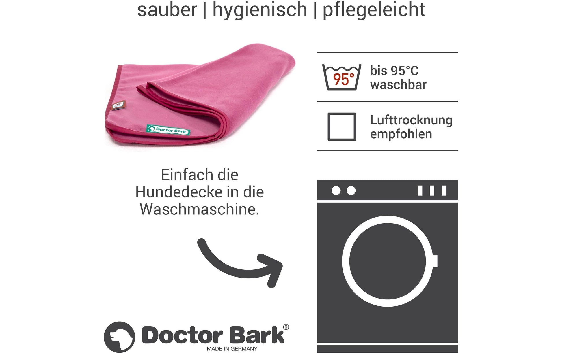 Doctor Bark Wohndecke – Fleece, Pink – 100 × 70 cm – OEKO-TEX Standard 100