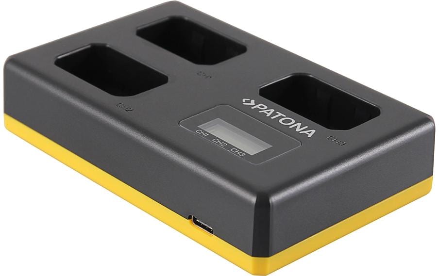 PATONA USB Triple Akkulader – für Sony NP-FW50, NEX-3, NEX-3A und andere – 3-fach, USB
