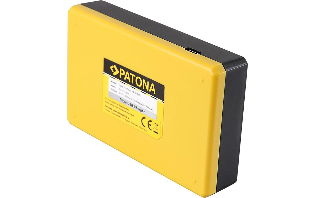 PATONA USB Triple Akkulader – für Sony NP-FW50, NEX-3, NEX-3A und andere – 3-fach, USB
