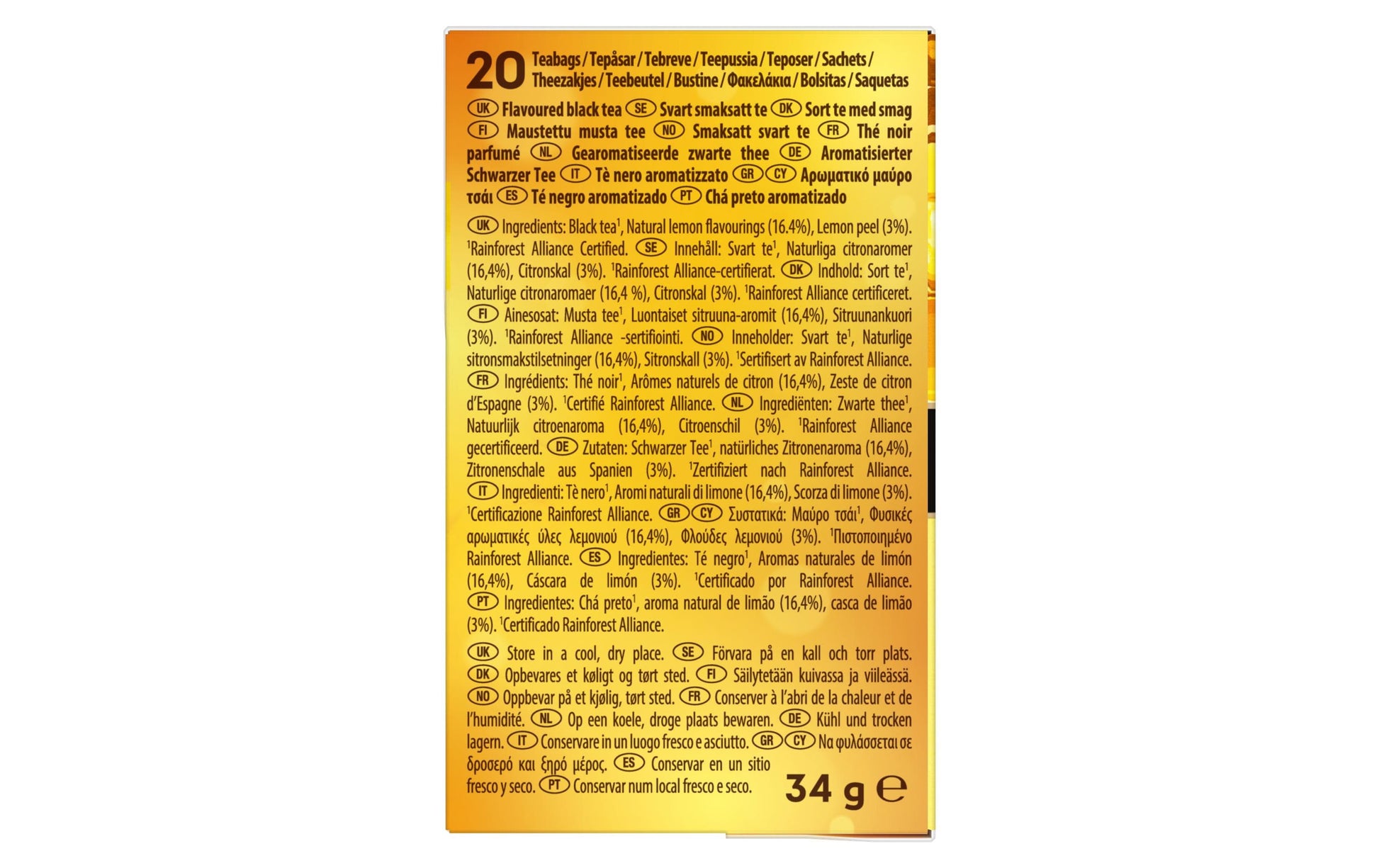 Lipton Schwarztee Zitrone – Teebeutel 20 Beutel – Fairtrade