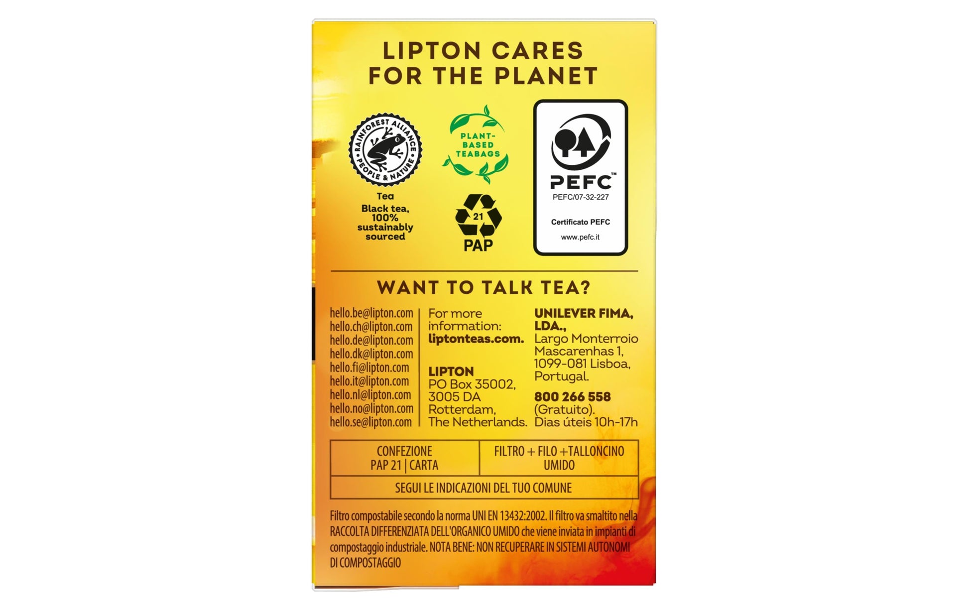 Lipton Schwarztee Zitrone – Teebeutel 20 Beutel – Fairtrade
