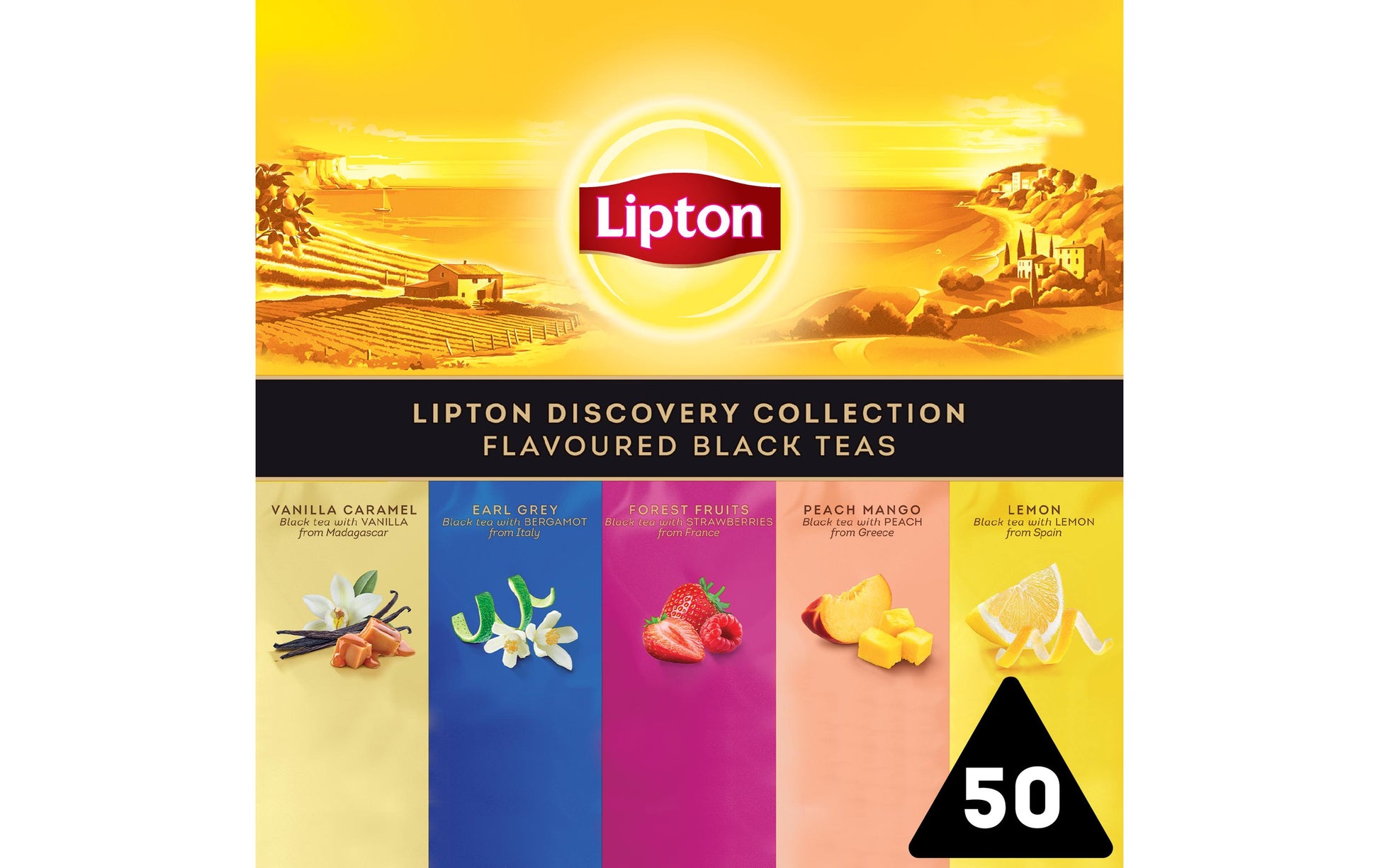 Lipton Schwarztee Discovery Collection – Teebeutel 50 Beutel – Fairtrade
