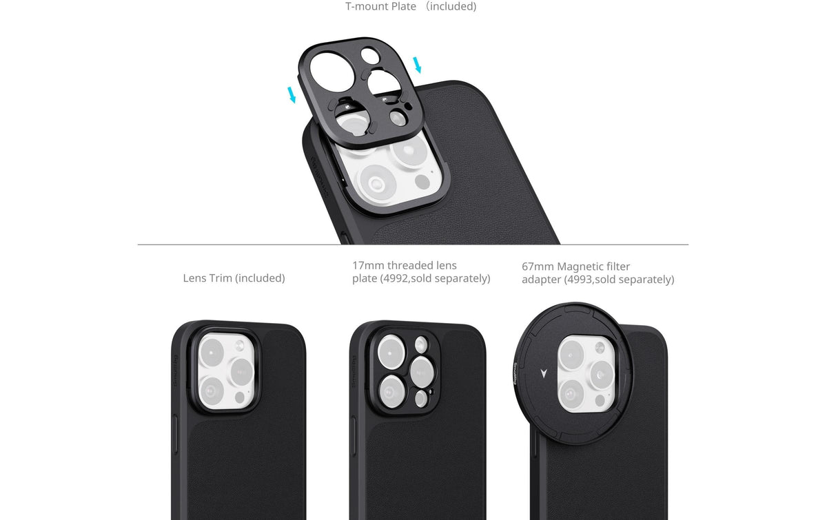 SmallRig FilMov Backcover – für Apple iPhone 16 Pro, Aluminium+Leder+PC+TPU, Schwarz
