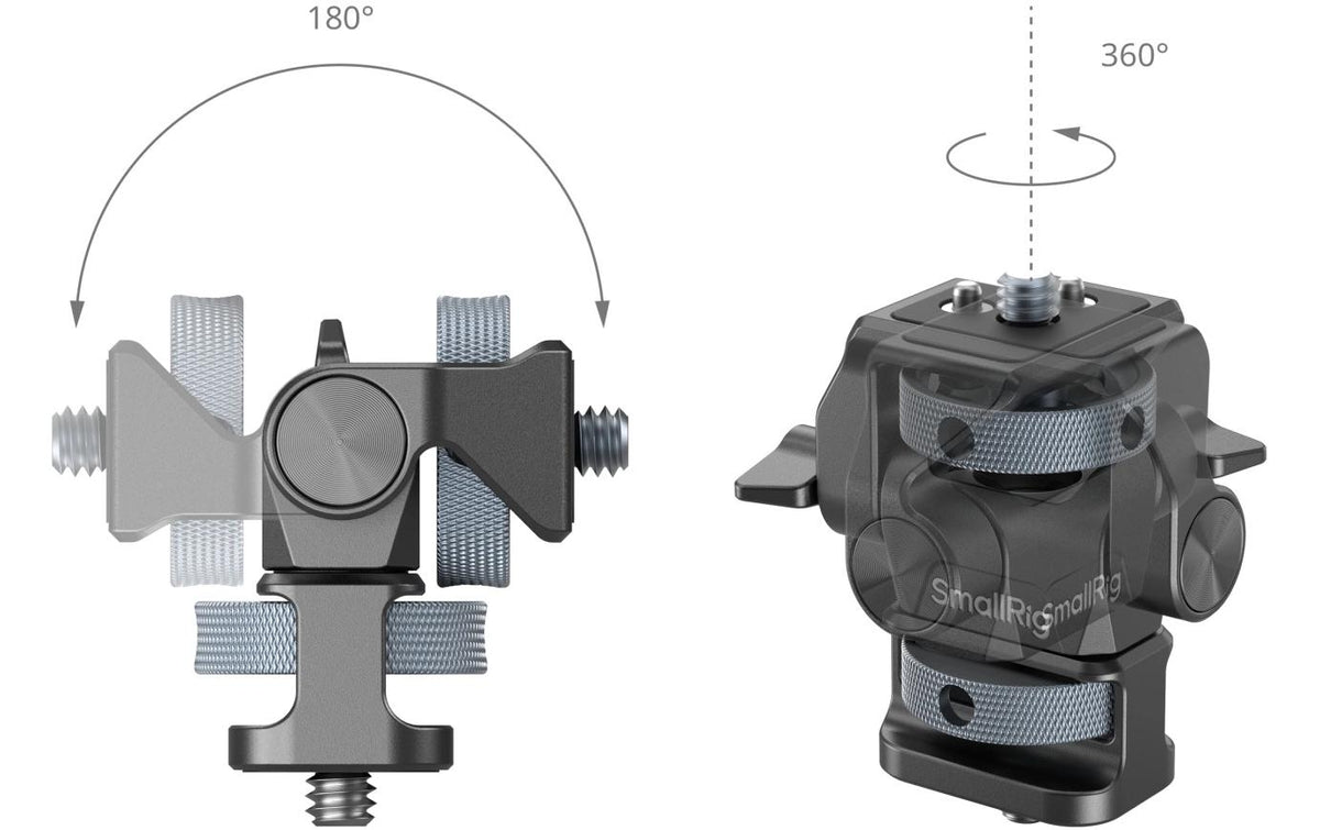 SmallRig 4886 Monitor-Halterung – 1/4-20" Gewinde, 360° drehbar – Aluminium, Schwarz
