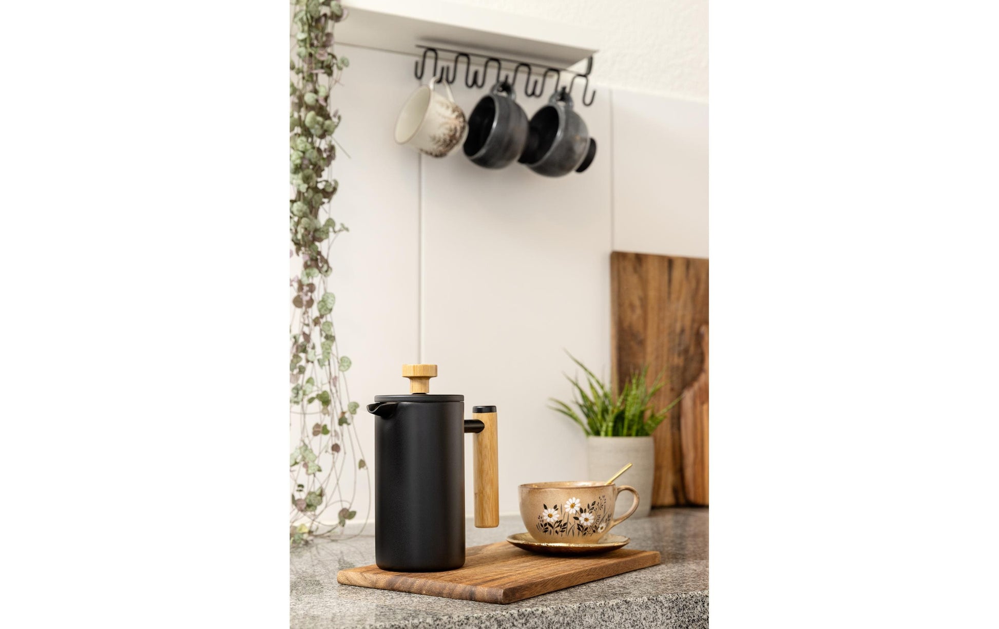 Furber. Furber French Press / Kaffeebereiter – 0,4 l, 3 Tassen, Edelstahl/Bambus