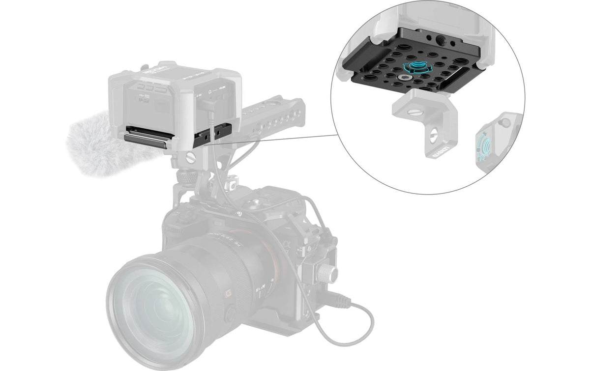 SmallRig MD4883 – Montagesatz – für Zoom F3 – 75×66×9,5 mm – 1/2" & 3/8" Gewinde – schwarz