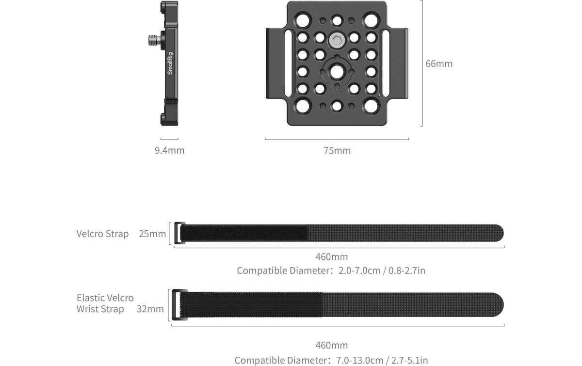 SmallRig MD4883 – Montagesatz – für Zoom F3 – 75×66×9,5 mm – 1/2" & 3/8" Gewinde – schwarz
