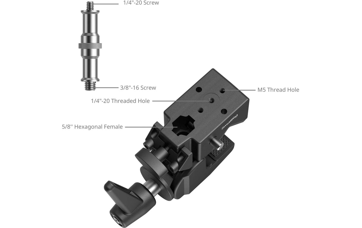 SmallRig 4861 Super Clamp Support Kit Montageklemme – Klemm‑Ø 10–60 mm (0,4–2,3″), flach bis 50 mm (1,9″)