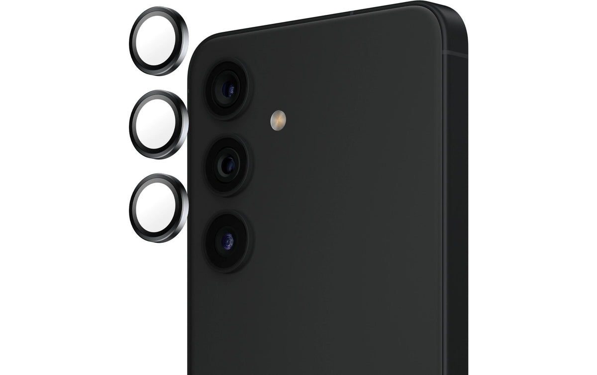 PanzerGlass Hoops – Kameraschutz – Gehärtetes Glas, vollständig klebend – für Samsung Galaxy S25 – Schwarz