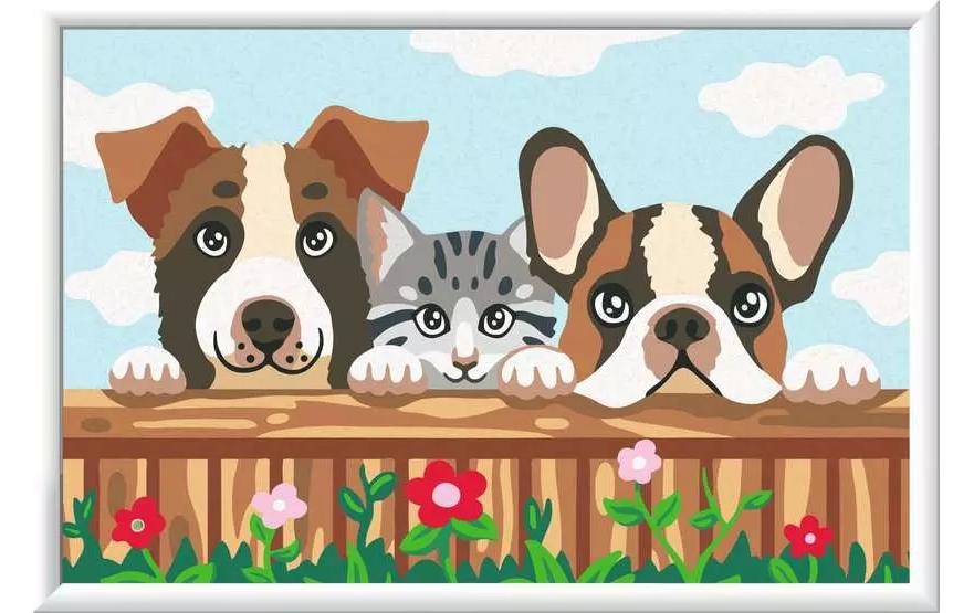 Ravensburger CreArt – Malen-nach-Zahlen-Set – Katzen und Hunde – 20 Farben – ab 11 Jahren
