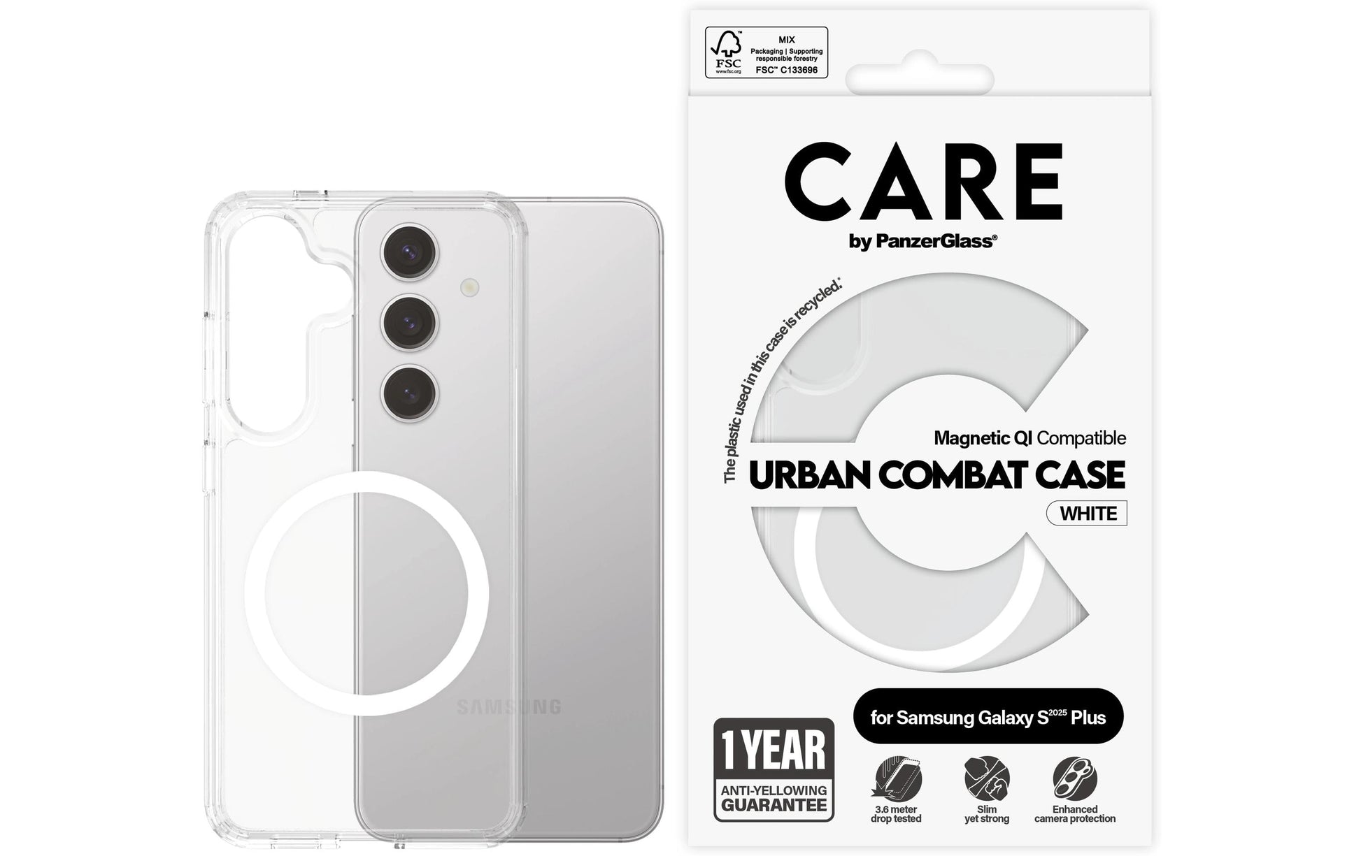 PanzerGlass CARE Flagship Backcover – für Samsung Galaxy S25+, Transparent, bis 3,6 m Sturzsicher
