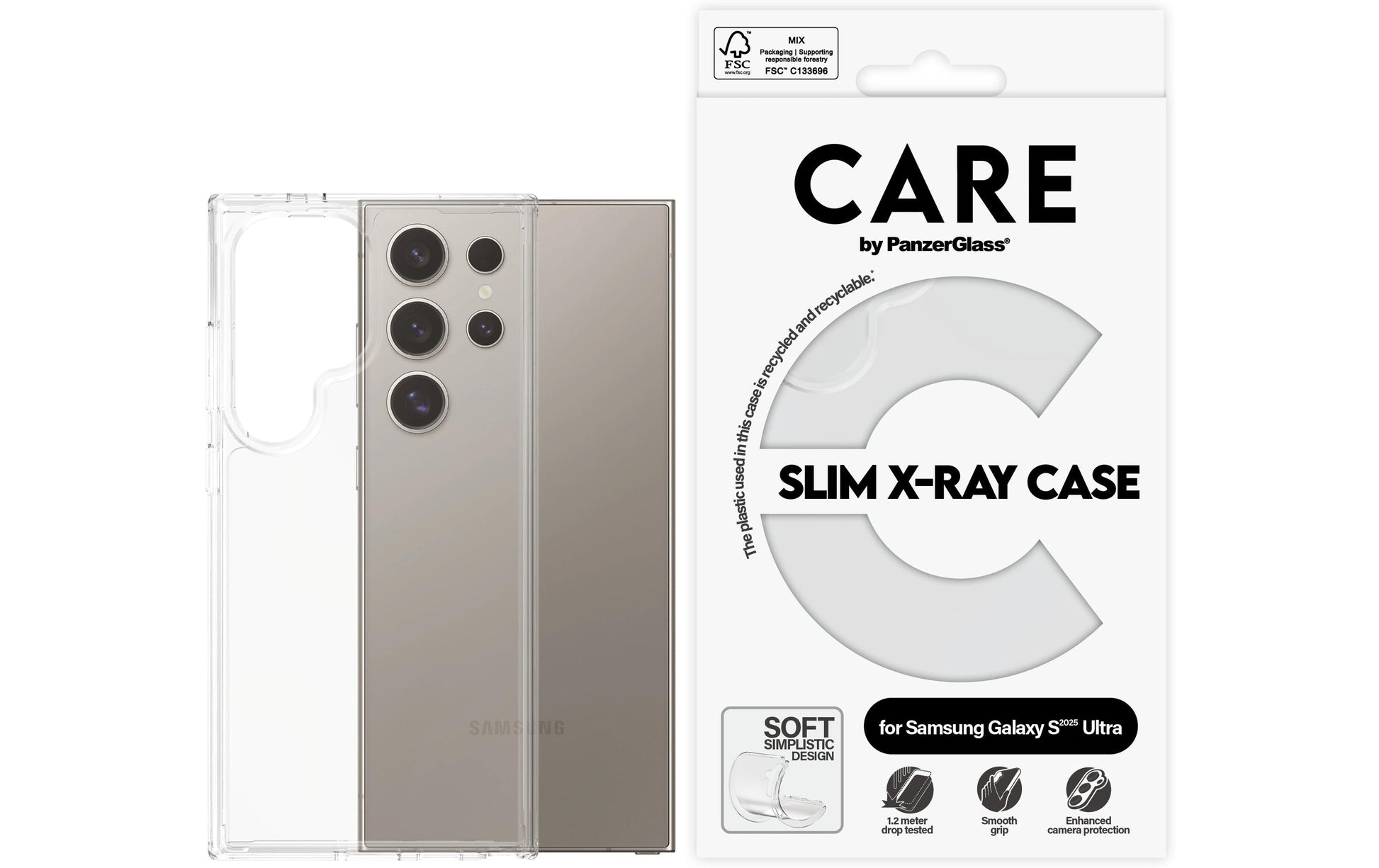 PanzerGlass CARE Backcover – für Samsung Galaxy S25 Ultra, Recycling-Kunststoff, transparent