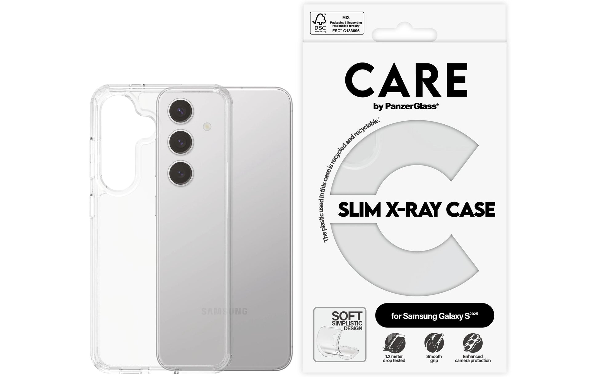 PanzerGlass CARE – Backcover – für Samsung Galaxy S25, Recycling-Kunststoff, transparent