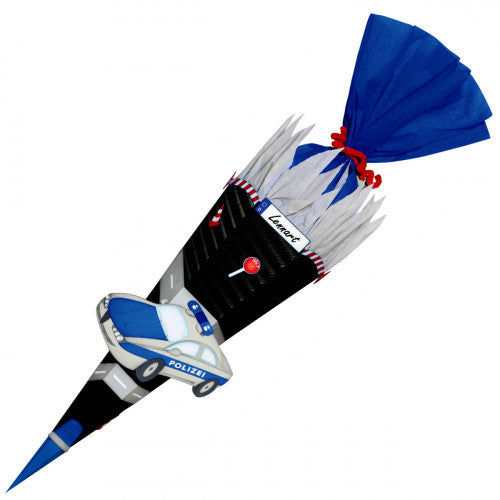 Ursus Schultüten-Bastelset – Polizei – 68 × Ø 20 cm, 6-eckig, Papier, Schwarz, Klebeband, 1er-Pack