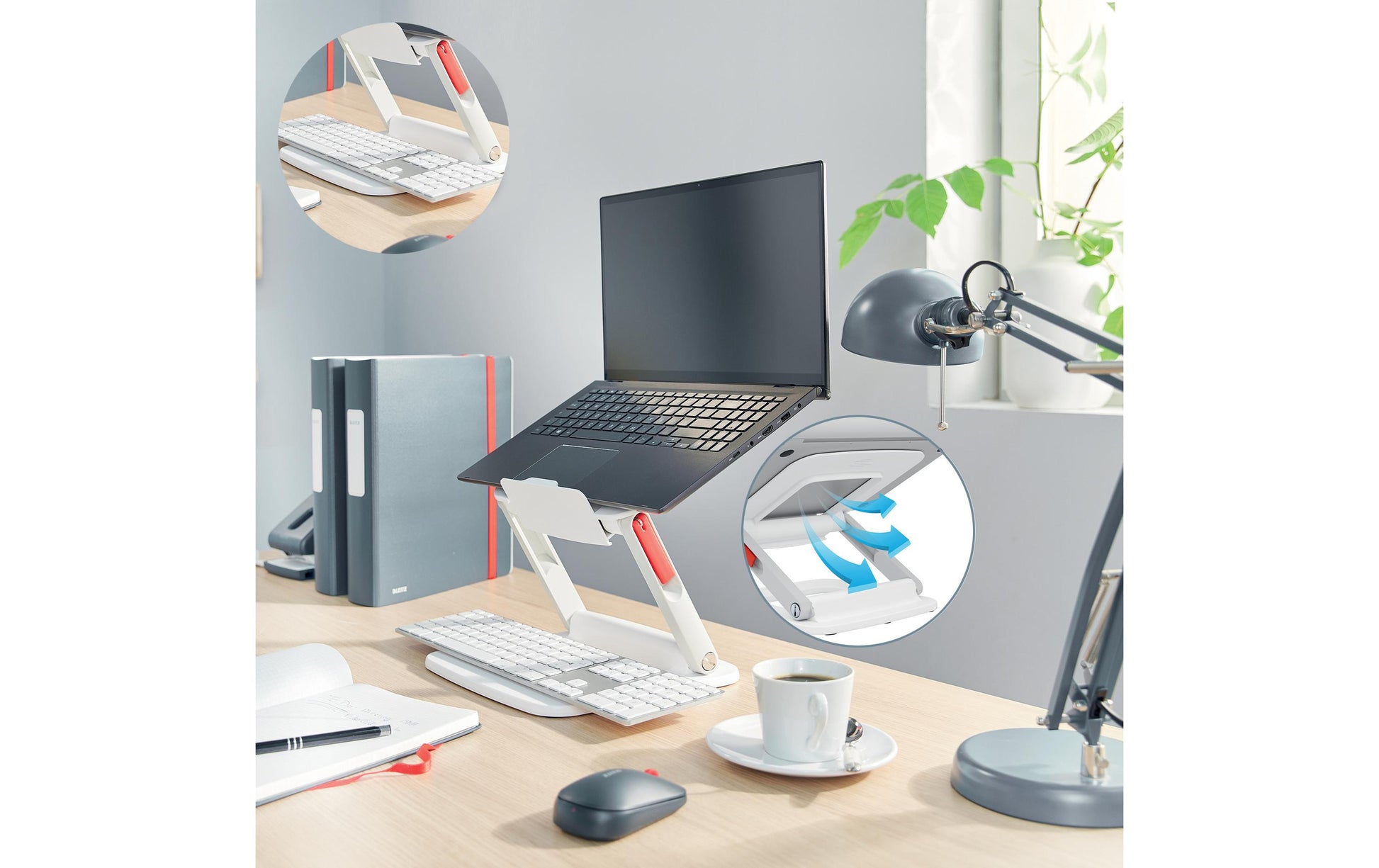 Leitz Laptop-Ständer – für Laptops bis 15", höhenverstellbar, bis 2,5 kg – Weiss