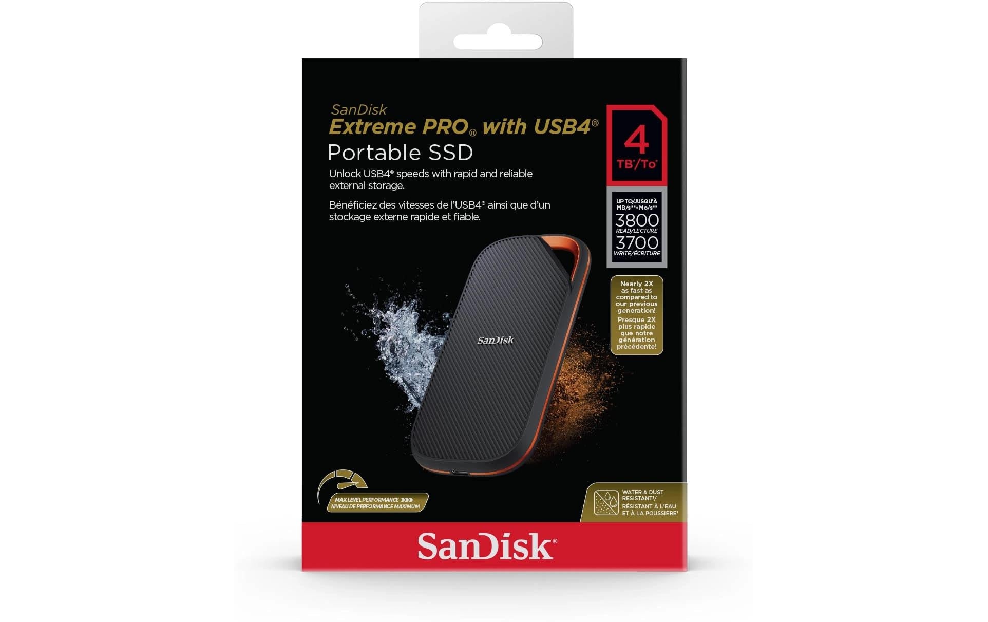 SanDisk Extreme Pro Allgemeines Speichergerät – 4 TB, USB4, 40 Gbit/s, 3800/3700 MB/s (R/W)