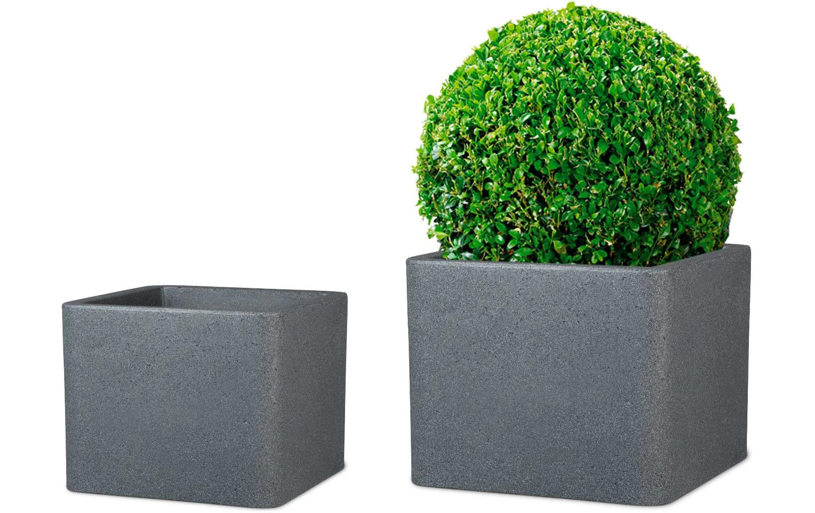 Scheurich Topfpflanzer – Ø 38 × 33 cm – Kunststoff, schwarz, granit