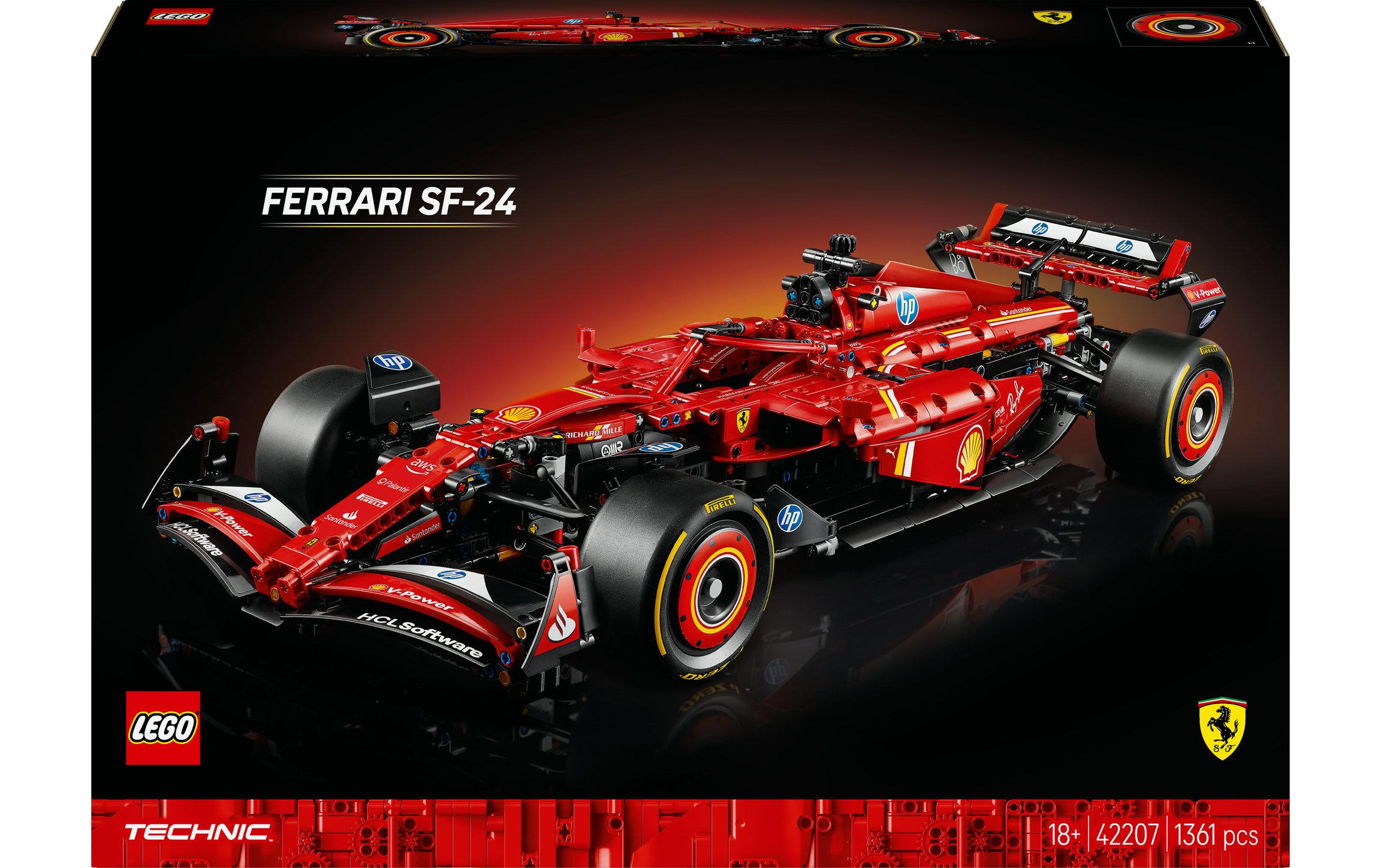 LEGO Technic Ferrari SF-24 Bausatz – 1361-teilig – 37,8 × 10,3 × 55,5 cm – ab 18 J.