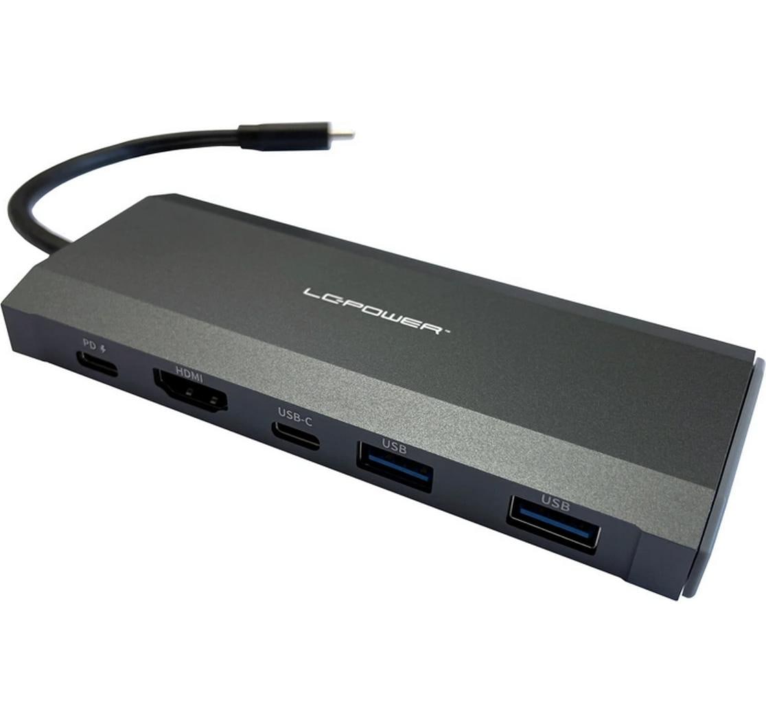 LC-Power LC-C-multi-7 M2 Multiport-Adapter – USB-C, 1× HDMI, 2× USB-A, 1× USB-C, 100 W PD, für Windows/Mac