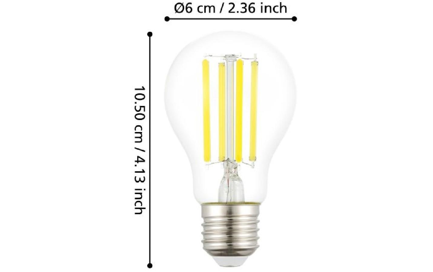 EGLO LED-Leuchtmittel E27 A60 – Warmweiss 3000 K, 1521 lm, 7 W – IP20 – 1 Stk., Transparent, Glas