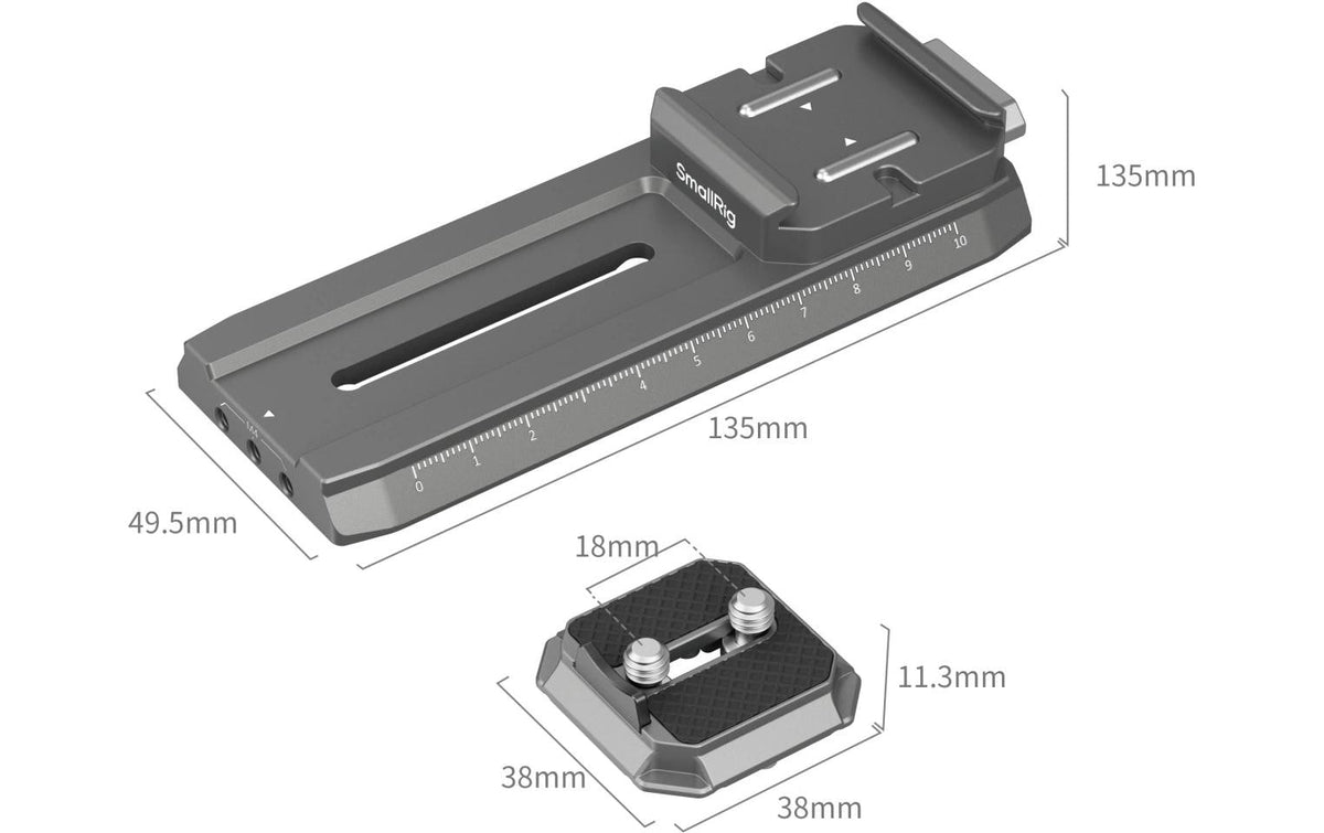 SmallRig HawkLock H38 QR-Platte – 134,6 × 62,6 × 29,5 mm – für DJI RS 3 Mini, RS 3, RS 4 und andere – Schwarz