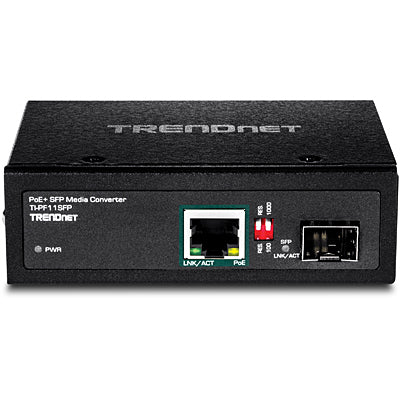 TRENDnet TI-PF11SFP Medienkonverter SFP zu RJ-45 – Gigabit SFP Single-/Multimode, bis 40 km, 1× RJ-45 – IP30
